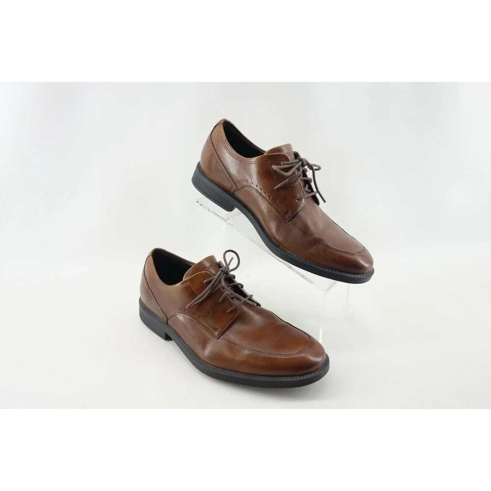 ROCKPORT DRESSPORT MEN'S 8 W US BROWN‎ DP MODERN APRON TOE VIBRAM SOLE V80651